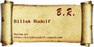 Billek Rudolf névjegykártya